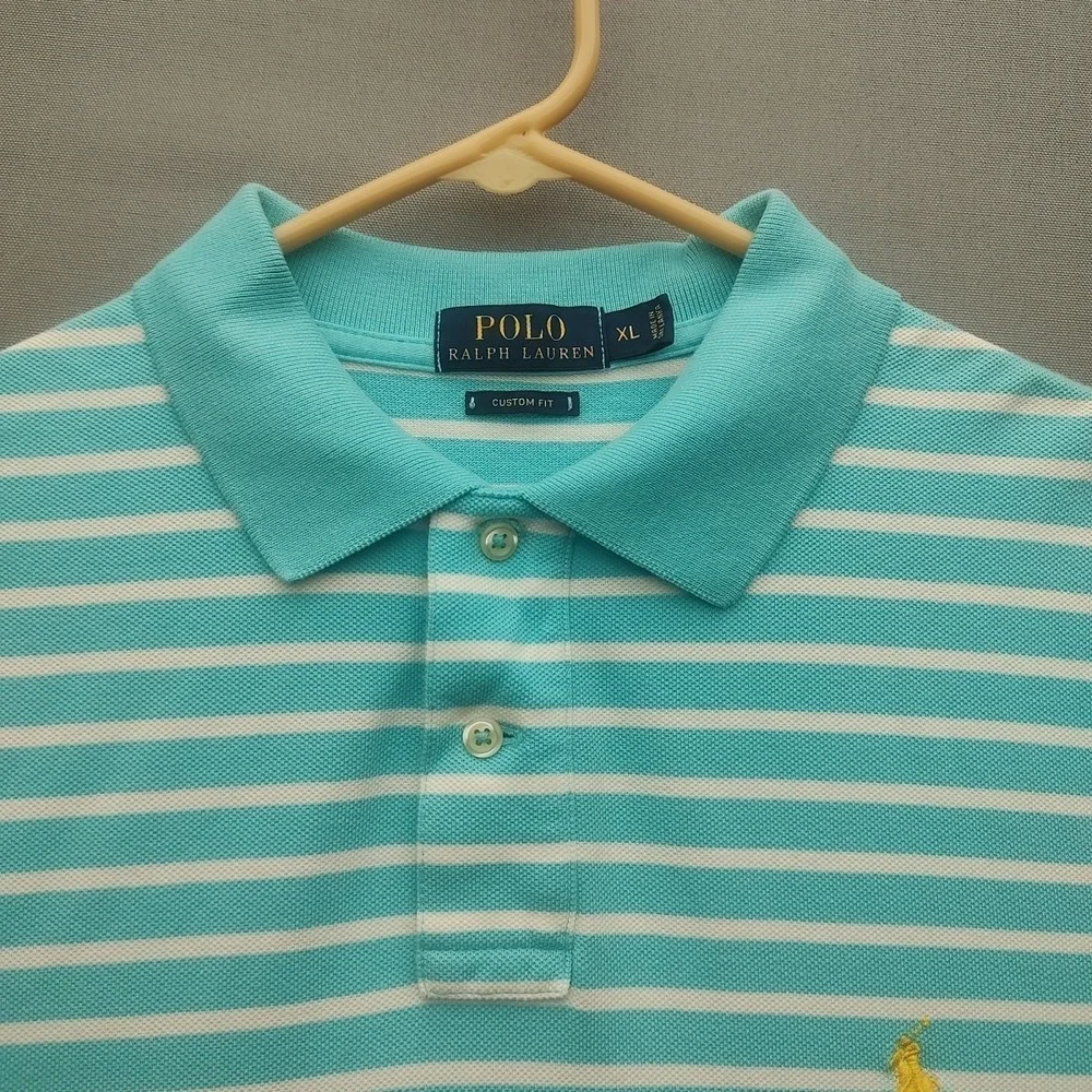 Ralph Lauren Men's‎ Polo Custom Fit XL Blue Striped Pullover